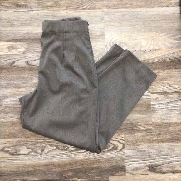 Briggs New York Pants - Briggs Petite Heather Gray Pleated Side Zip Pants 12P